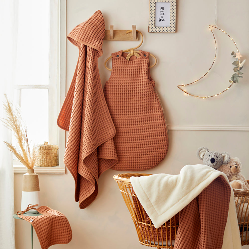 Maxi cape de bain en coton gaufré avec capuche Cassonade