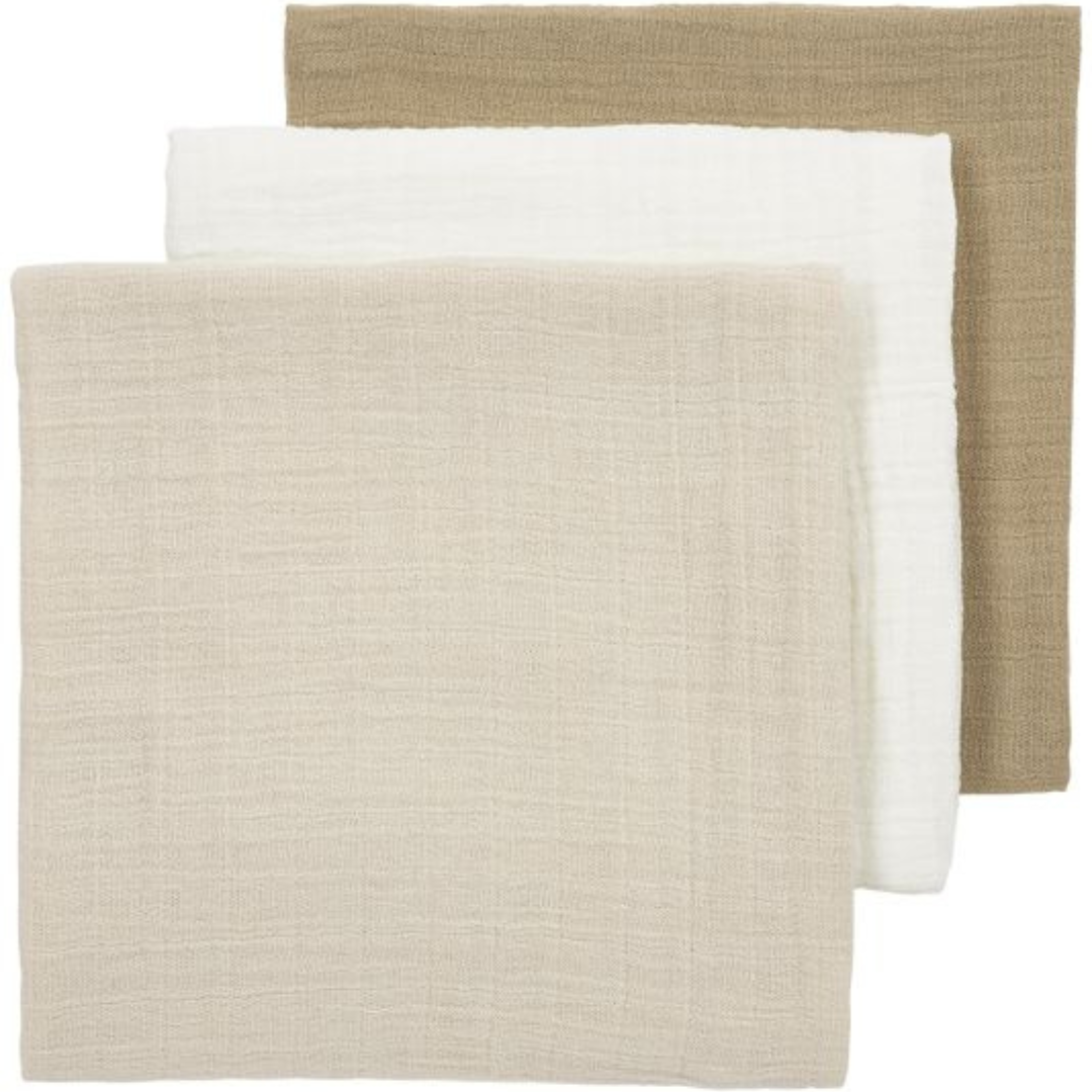 Lot de 3 langes nuances de beige 70x70cm MEYCO BABY