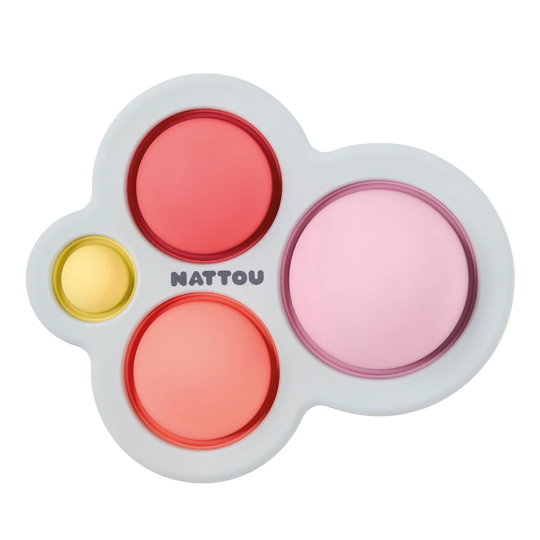 Jouet pop-it Silicone rose rouge jaune NATTOU