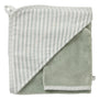 Cape de bain + gant rayé vert de gris – Soft Stripes