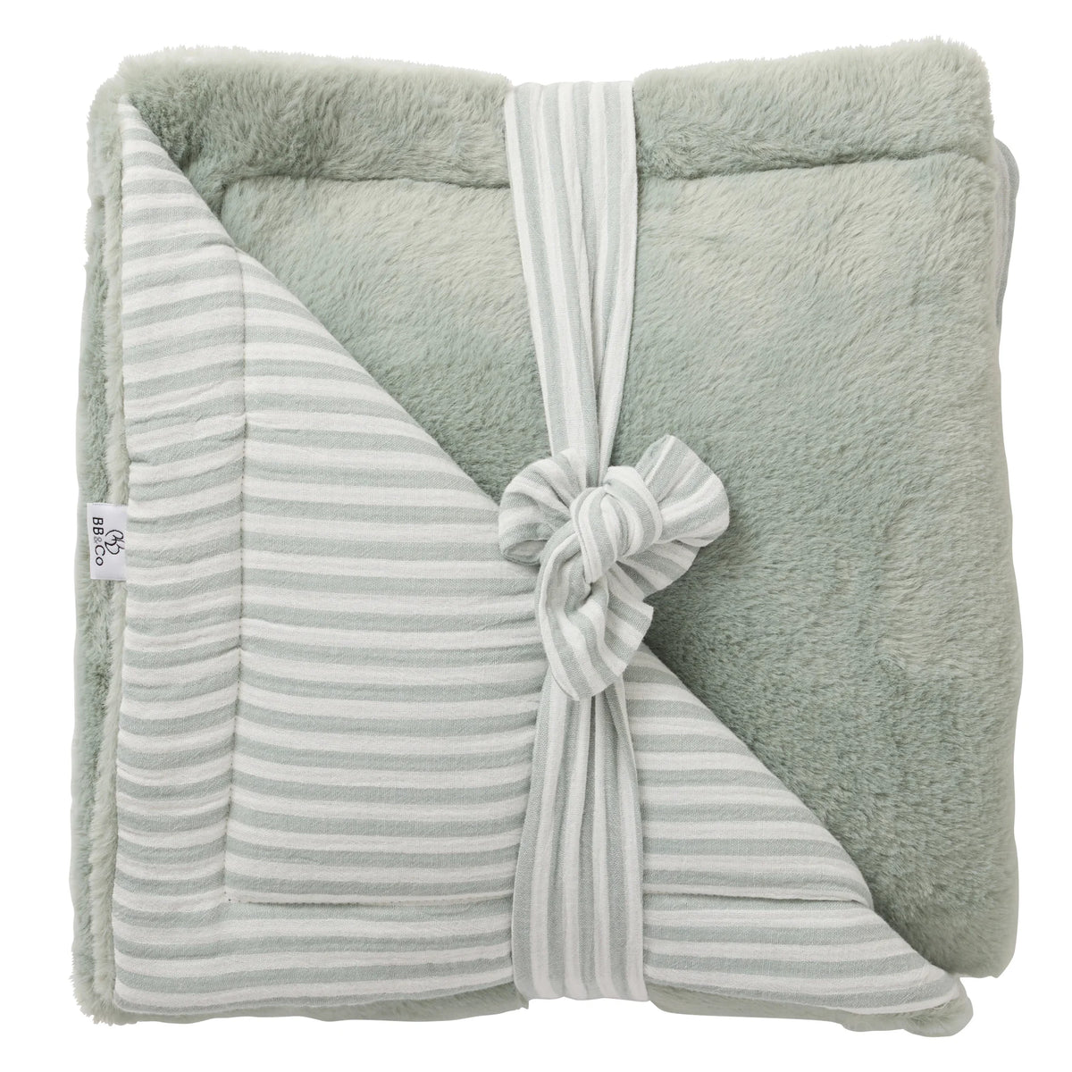 Couverture Luxe rayé vert de gris – Soft Stripes