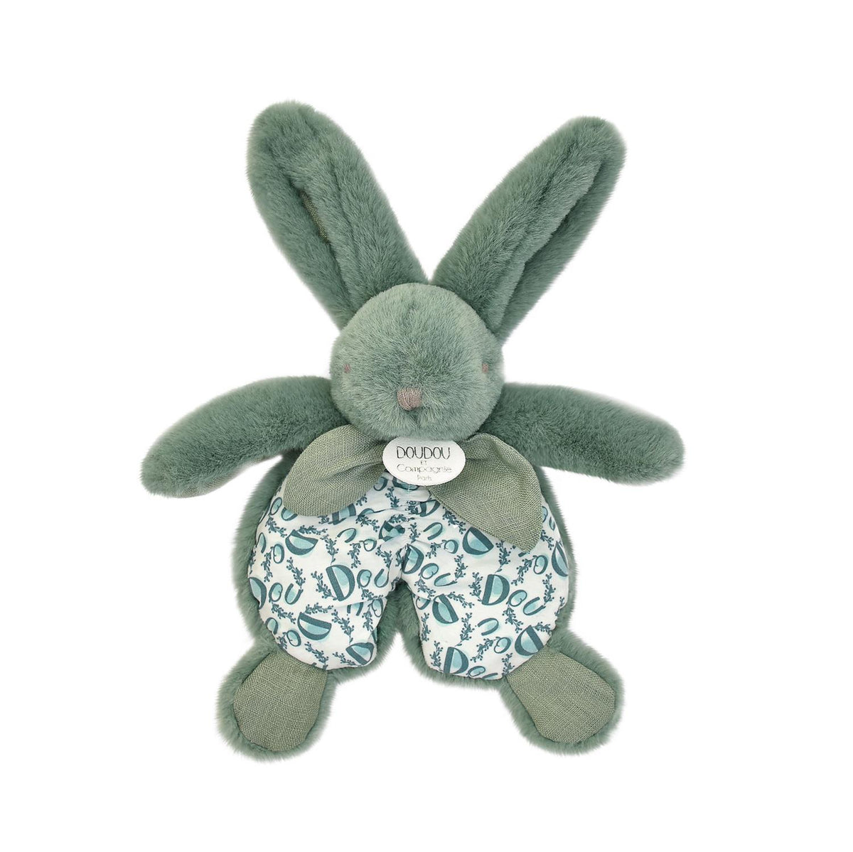 Doudou plat Lapin 18 cm vert