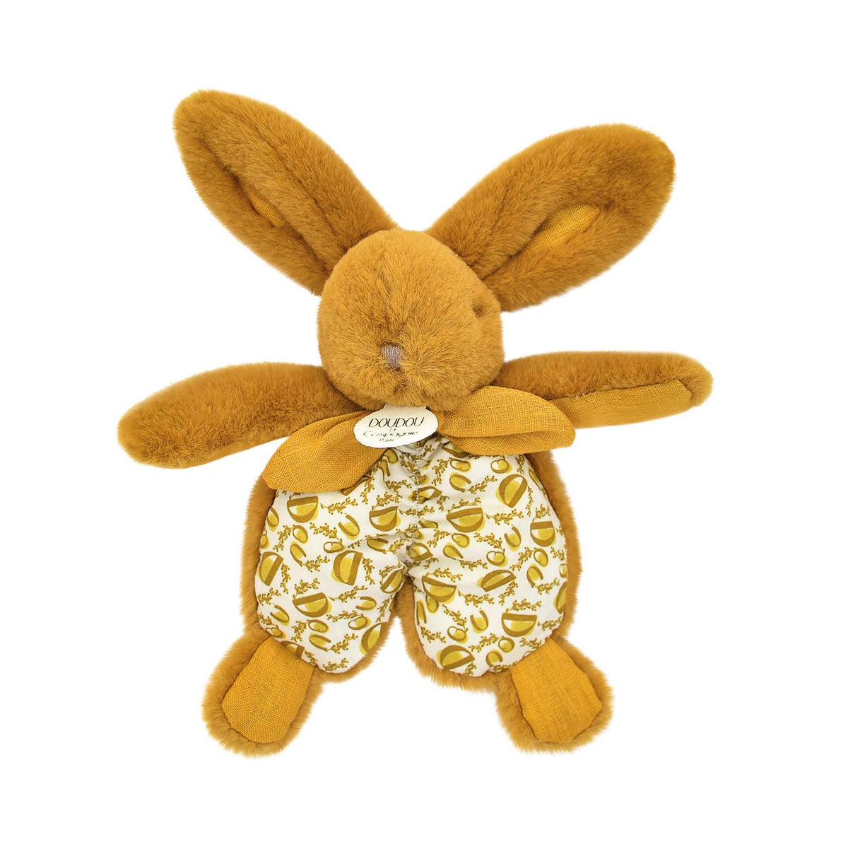 Doudou plat Lapin 18 cm ocre