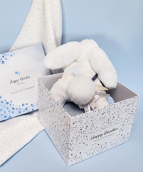 Coffret Pantin Lapin bleu - Happy Glossy - 25 cm