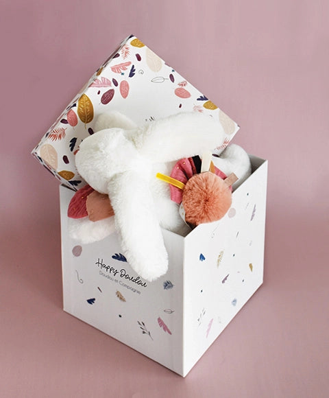 Coffret Pantin Lapin Vieux rose - Happy Boho - 25 cm