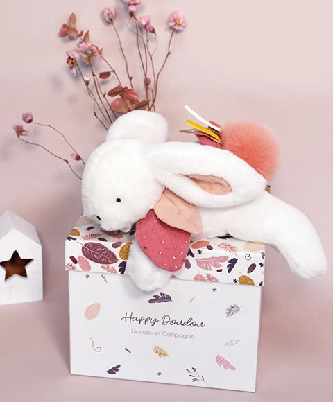 Coffret Pantin Lapin Vieux rose - Happy Boho - 25 cm