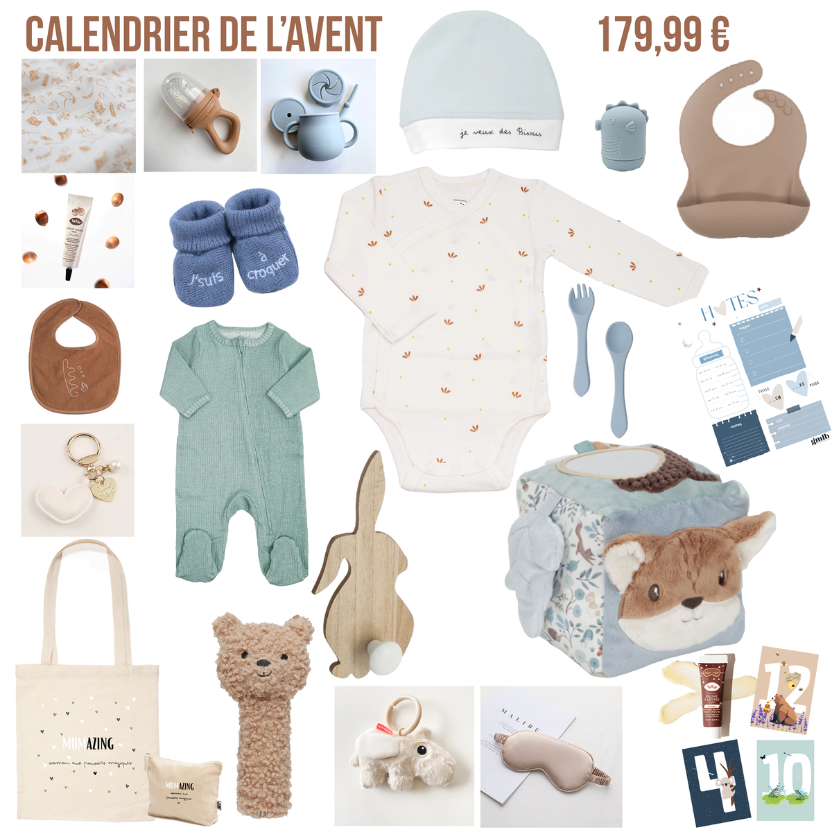 Calendrier de l’avent en attendant bébé Petit coeur salé | Cadeau de grossesse original