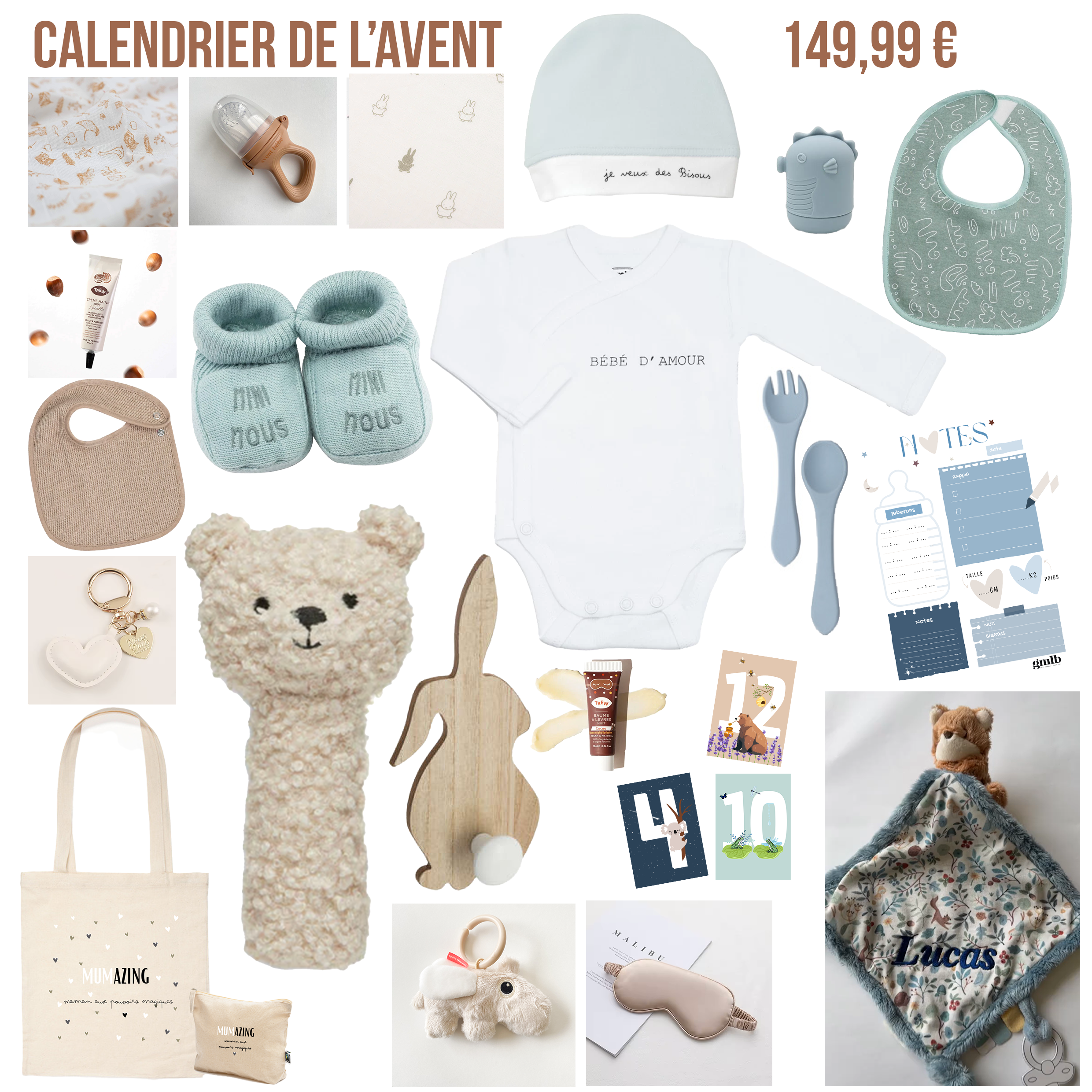 Calendrier de l'avent femme enceinte Petit coeur salé | Cadeau de grossesse original