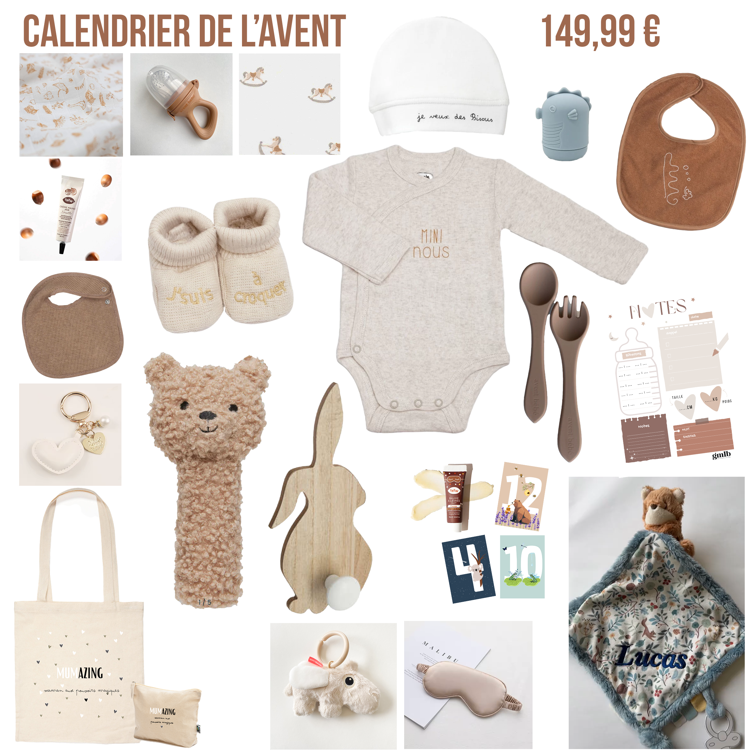 Calendrier de l'avent femme enceinte Petit coeur salé | Cadeau de grossesse original