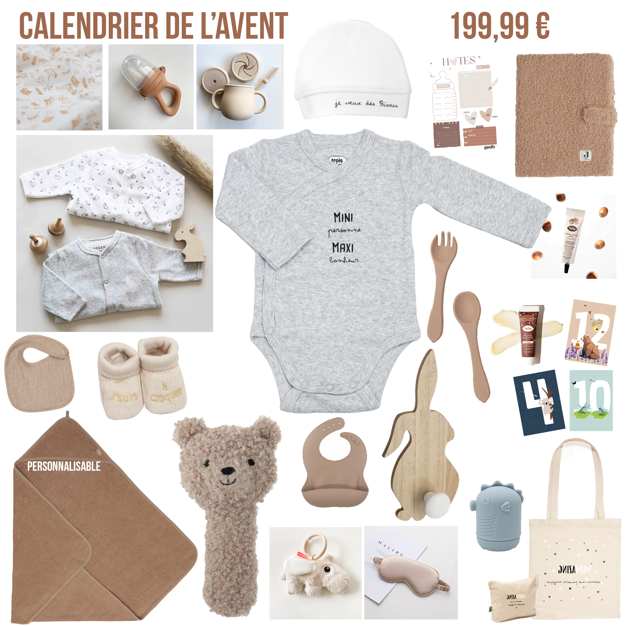 Calendrier de l'avent spécial future maman Petit coeur salé | Cadeau de grossesse original