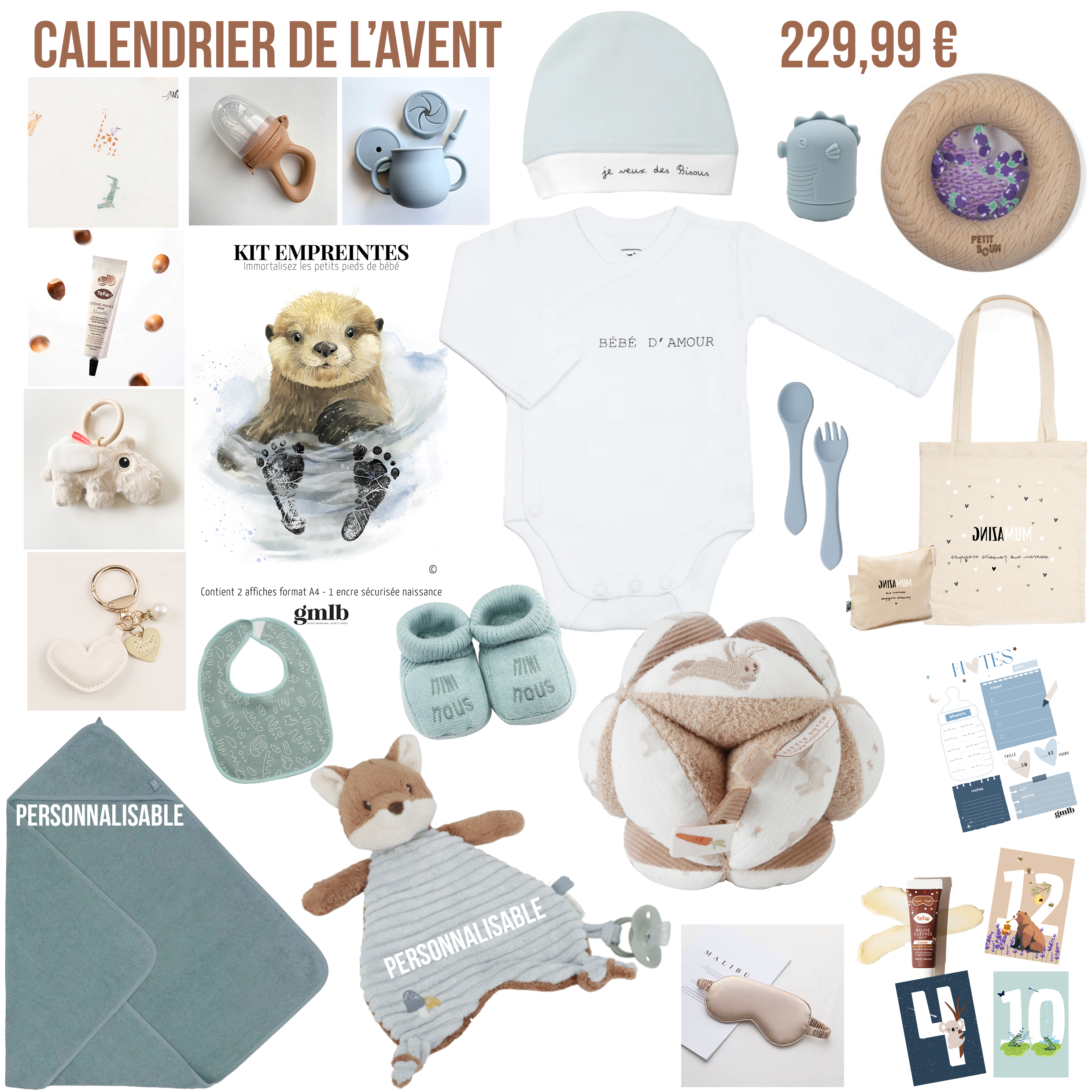 Calendrier de l'avent bébé Petit coeur salé | Cadeau de grossesse original