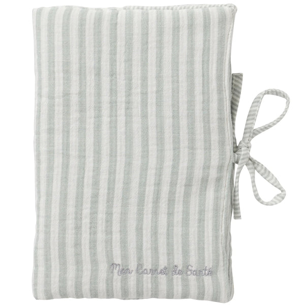 Protège-carnet de santé rayé vert de gris – Soft Stripes