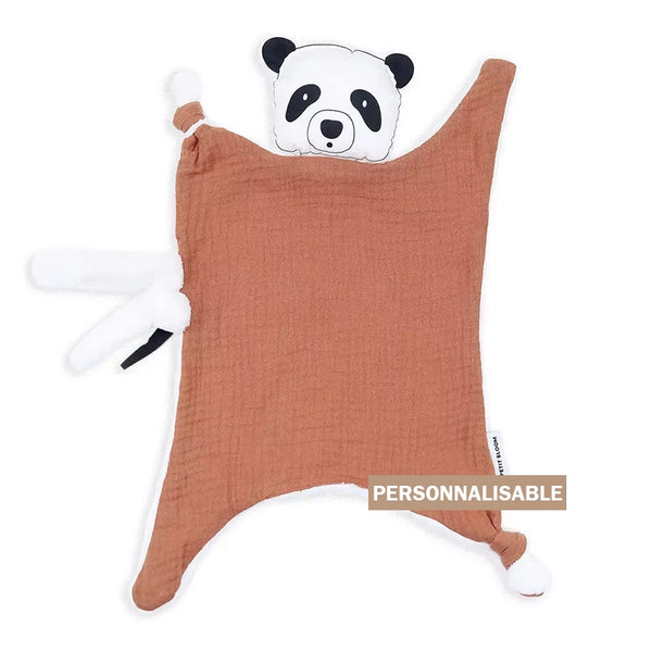 Doudou Lange Panda Doux couleur brique PETIT BLOOM