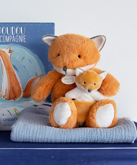 Peluche renard avec Bébé - 25 cm - Unicef DOUDOU ET COMPAGNIE