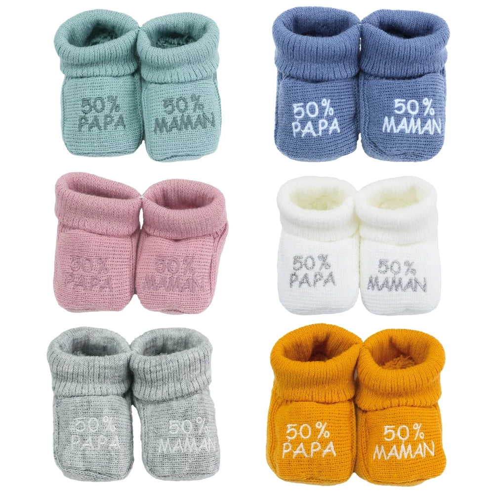 Chaussons bébé 50% papa/50% maman