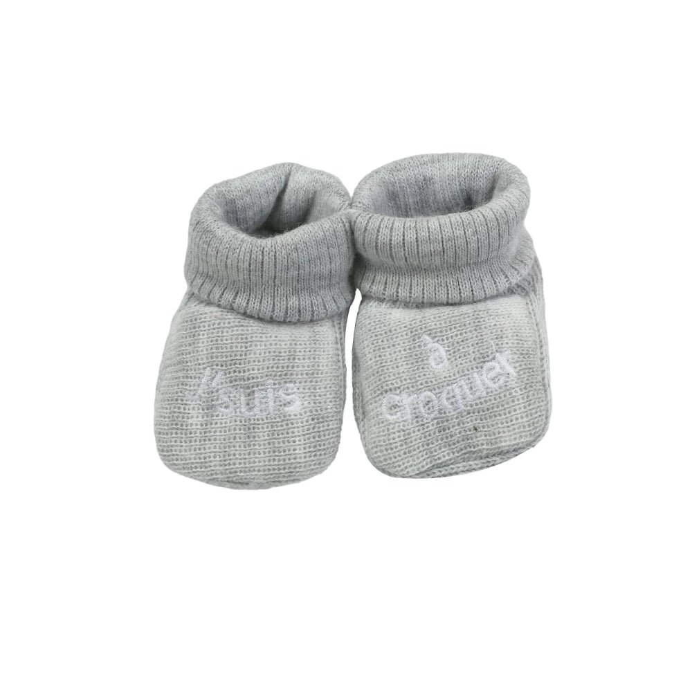 Chaussons bébé - Jsuis à croquer gris