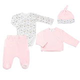 Ensemble naissance fille 4pcs - Rose des bois - Petit coeur salé