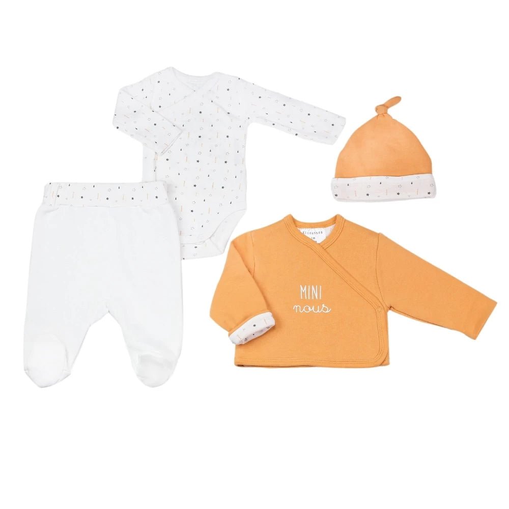 Ensemble naissance mixte 4pcs - Moutarde Mini Nous - Petit coeur salé