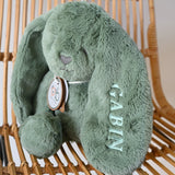 Doudou lapin vert céladon