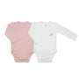 Lot de  2 bodies manches longues bébé - Coeur rose