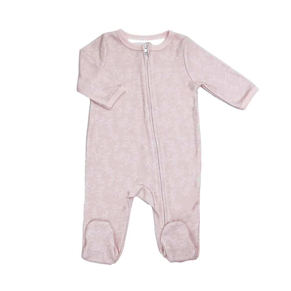 Pyjama bébé zippé - Rose fleuri - Petit coeur salé